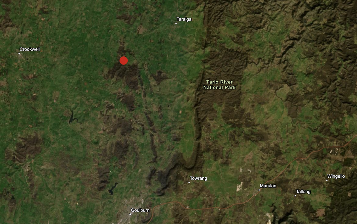 A map showing the earthquake's epicentre and nearby towns
